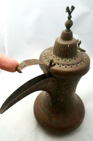 Antique copper brass bird Dallah Islamic Coffee Pot Arabic Ottoman 13in.  ×12in. 4