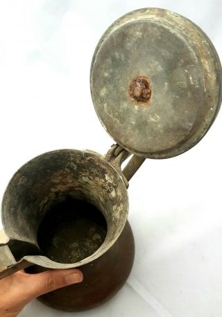 Antique copper brass bird Dallah Islamic Coffee Pot Arabic Ottoman 13in.  ×12in. 7