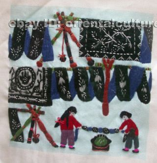 Chinese 100 Hand Embroidered Silk Suzhou Embroidery Art:family 4.  73inch