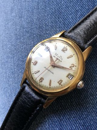Vintage Gents Automatic Watch Mudu Doublematic 25j Cal Felsa 4002