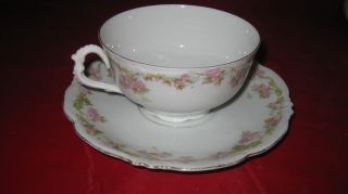 Antique Mz Austria Habsburg China Vtg Porcelain Footed Cup & Saucer Set