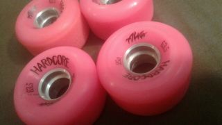 Vintage NOS ALVA Hardcore skateboard Wheels 63.  5mm - Pink 95a 4