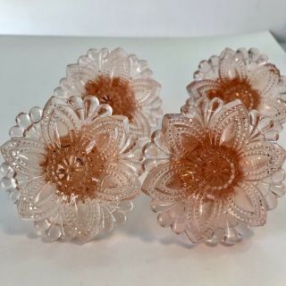 Set Of 4 Pink Depression Glass Knobs Curtain Tie Backs - 3 " By 2 1/2 "