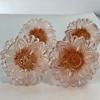 Set of 4 Pink Depression Glass Knobs Curtain Tie Backs - 3 