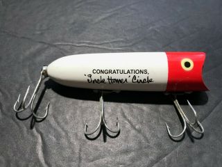 Vintage Heddon Lucky 13 Top Water Fishing Lure Uncle Homer Circle Model