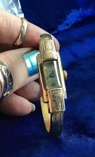 Antique Art Deco 9ct Rolled Gold Bangle Watch By Jean Perrett