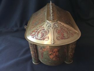 Large Antique Erhard & Sohne Inlaid Brass Burl Wood Reliquary Casket Jewelry Box 4
