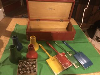 Rare Abercrombie & Fitch Antique Game Set Shovelo With Wood Box
