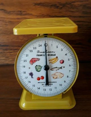 Vintage American Family Scale 25 Lb Metal Kitchen Scale Yellow