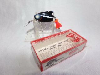 Vintage Heddon Firetail Sonic 395 B Fishing Lure W/ Box Blk