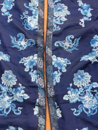 Antique 19 th Chinese silk embroidery robe textile marriage dress with bats 3