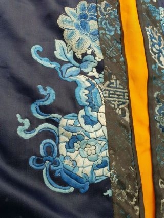 Antique 19 th Chinese silk embroidery robe textile marriage dress with bats 8