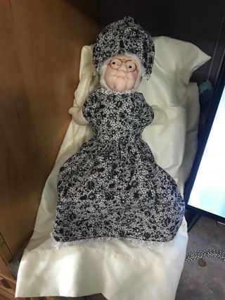 Vintage Little Red Riding Hood Grandma Wolf Topsy Turvy 3 in 1 Doll 18”rag doll 4