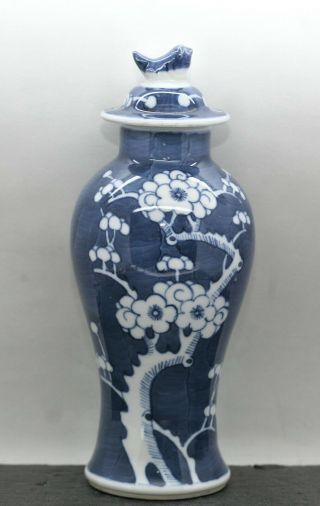 Wonderful Vintage Chinese Hand Painted Blue & White Porcelain Lidded Vase