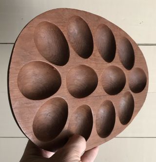 Vintage Knobler Teak Wood Mid Century Modern Mcm Egg Tray Platter