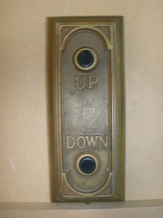 Antique Elevator Brass Plate Push Button Up/down With Buttons.
