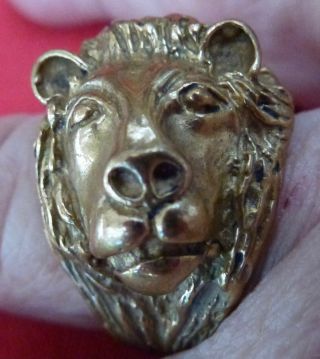 Vintage,  Antique,  Large Gold Tone,  Lion Head Ring,  Art Nouveau