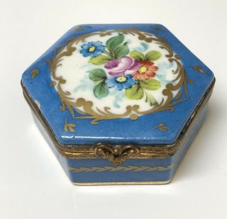 Fine Antique Porcelain Hand Painted Trinket Box Crown Mark