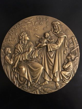 Antique Bronze Medal Celebrating Christmas Time Made By Cabral Antunes