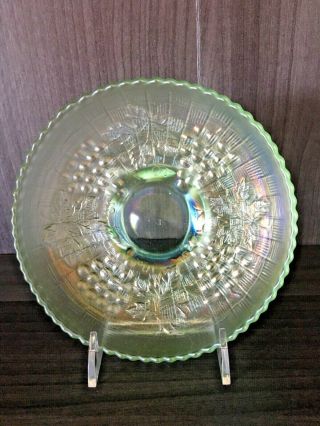 Northwood Antique Carnival Glass ICE GREEN Grape and Cable Sauce hard to find 6