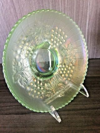 Northwood Antique Carnival Glass ICE GREEN Grape and Cable Sauce hard to find 7