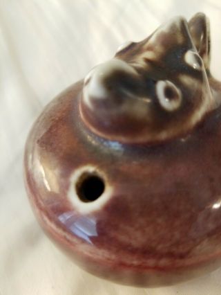 CHINESE 19TH CENTURY BIRD FORM MAROON FLAMBE WATER DROPPER 3