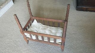 Vintage Antique High Poster Bed Doll Furniture W/ Pillow And Mattress