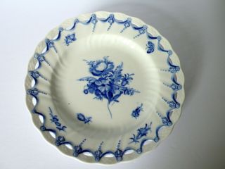 Antique Royal Copenhagen Porcelain Botanical Butterfly Blue Pierced Plate 2