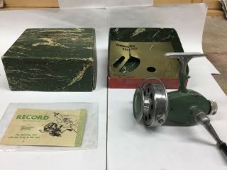 Antique Vintage Thommen Record 400 Swiss Made Spinning Reel,  Box,  Paperwork