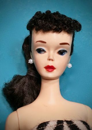 Vintage Barbie A/o Brunette 3 Ponytail