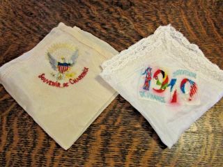 (2) Wwi Era,  1919 Silk Souvenir De France & Chamonix Handkerchief,  Hankies