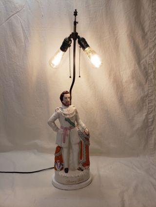 Antique Staffordshire Prince Of Wales Porcelain Table Lamp 2 Light Rewired