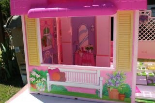 Vintage 1992 Barbie Fold N Fun Doll House Carry Case w Furniture 4