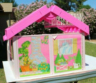 Vintage 1992 Barbie Fold N Fun Doll House Carry Case w Furniture 5