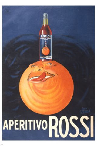 Aperitivo Rossi Vintage Italian Ad Poster 24x36 Orange Liquor Rare