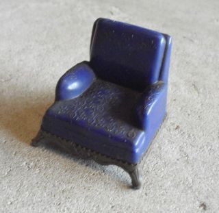 Vintage Renwal L - 76 Blue Living Room Chair Dollhouse Furniture