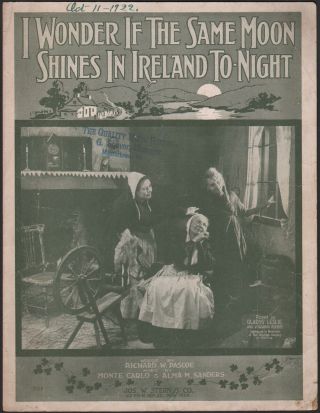 1919 Gladys Leslie Silent Film Star Antique Sheet Music Moon Shines In Ireland