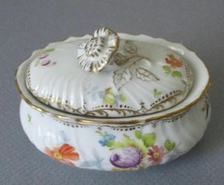 Antique DRESDEN Porcelain 5Pc Dresser Set TRAY Ring Dish GINGER JAR Box KLEMM 3