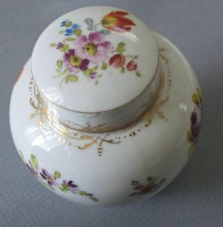Antique DRESDEN Porcelain 5Pc Dresser Set TRAY Ring Dish GINGER JAR Box KLEMM 7