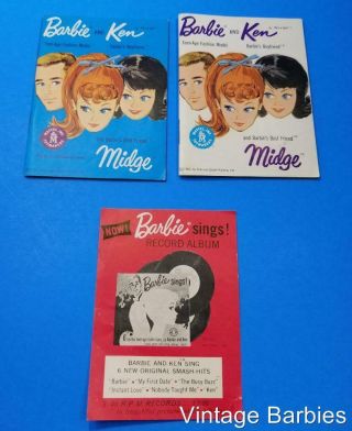 (2) Barbie Doll Fashion Booklets & Insert Near Vintage 1960 