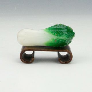 Vintage Chinese Peking Glass - Miniature Pak Choi Vegetable - On Stand