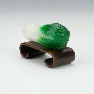Vintage Chinese Peking Glass - Miniature Pak Choi Vegetable - On Stand 2