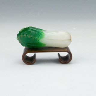 Vintage Chinese Peking Glass - Miniature Pak Choi Vegetable - On Stand 3