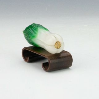 Vintage Chinese Peking Glass - Miniature Pak Choi Vegetable - On Stand 4
