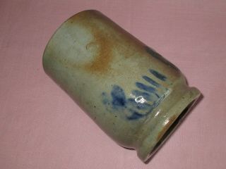 Antique 19th C Stoneware Decorated Small Pennsylvania Canning Jar Crock 7.  25 