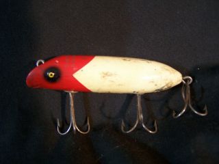 Vintage Wood Fishing Lure Freshwater Topwater South Bend Bass Oreno Red & White
