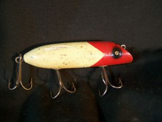 Vintage WOOD Fishing Lure Freshwater Topwater SOUTH BEND Bass Oreno Red & White 2