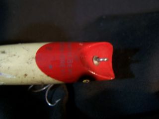 Vintage WOOD Fishing Lure Freshwater Topwater SOUTH BEND Bass Oreno Red & White 5