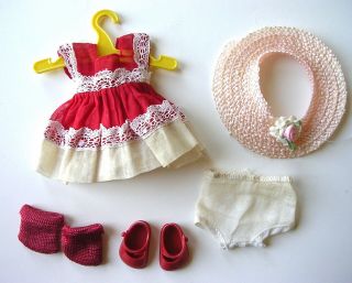 Vintage 50s Vogue Ginny Doll Outfit Only Tagged Dress Shoes Socks Hat Undies