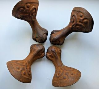 Set of 4 Antique Reclaimed Ornate Cast Iron Clawfoot Tub Feet Eagle Claw Bathtub 3